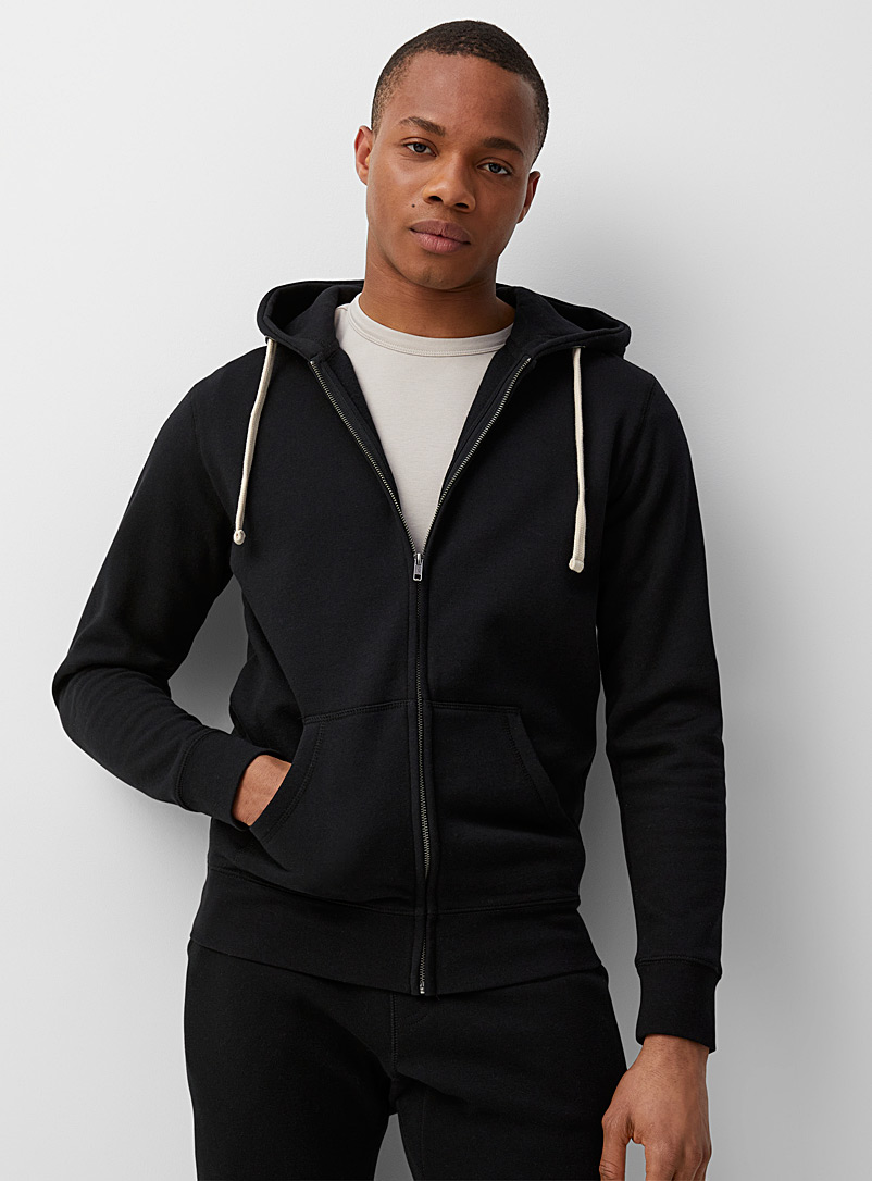 Le 31 Black Minimalist zip-up hoodie for men
