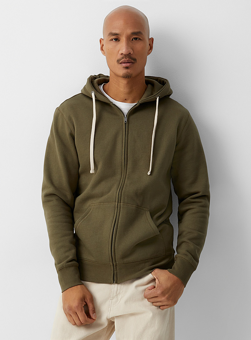 Le 31 Khaki Eco-friendly zip-up hoodie for men