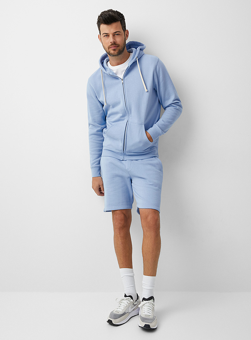 Le 31 Blue Eco-friendly minimalist zip-up hoodie for men