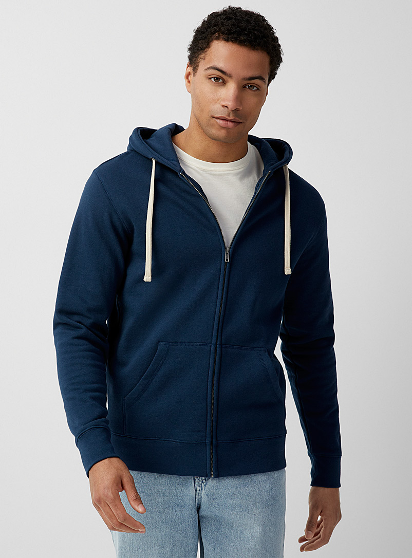 Le 31 Navy/Midnight Blue Minimalist zip-up hoodie for men