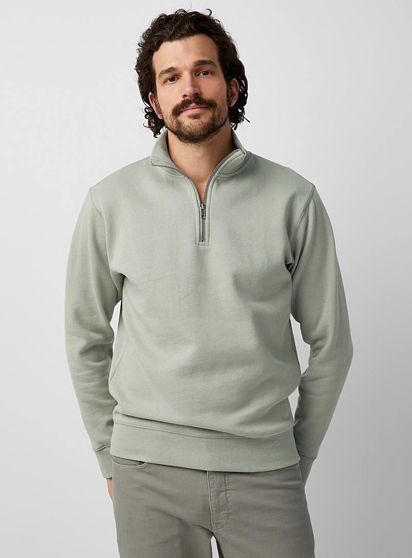 Le 31 Lime Green Eco-friendly minimalist stand-collar sweatshirt for men