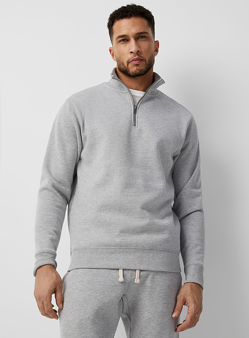 Le 31 Grey Eco-friendly minimalist stand-collar sweatshirt for men