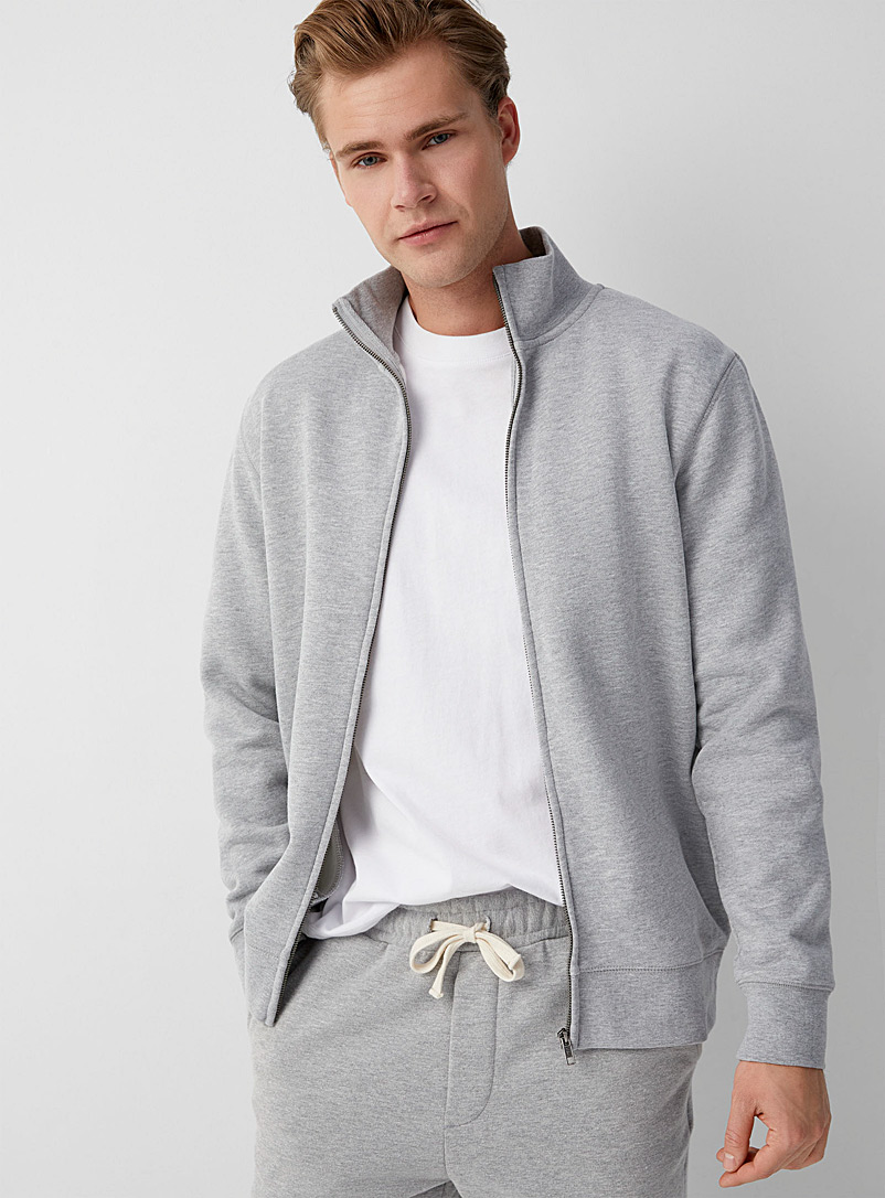 Le 31 Grey Minimalist zip-up sweatshirt for men