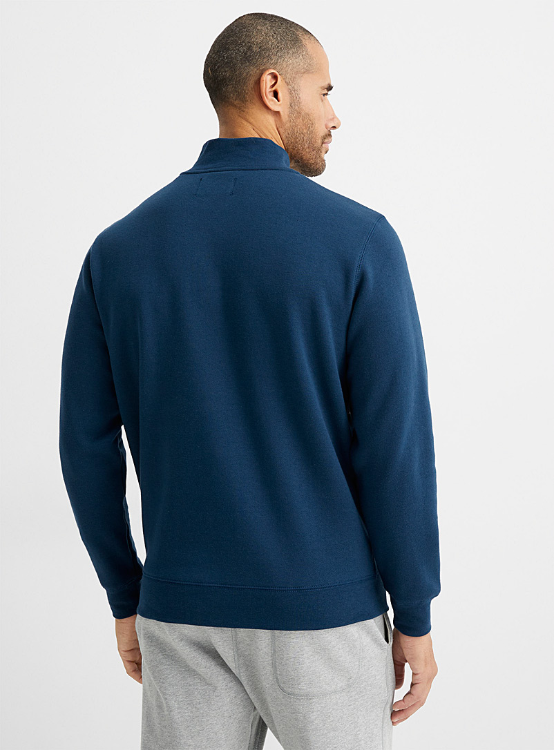 Le 31 Grey Fleece block half-zip sweatshirt for men