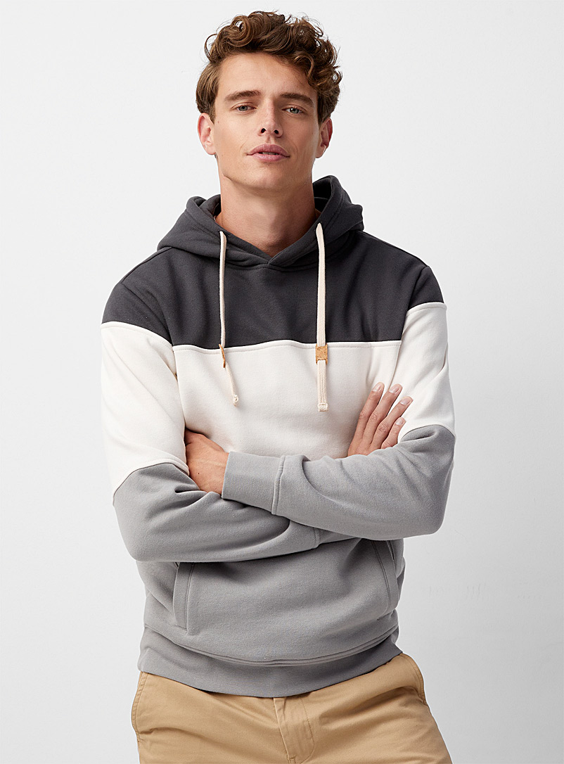 Le 31 Charcoal Colour-block hoodie for men