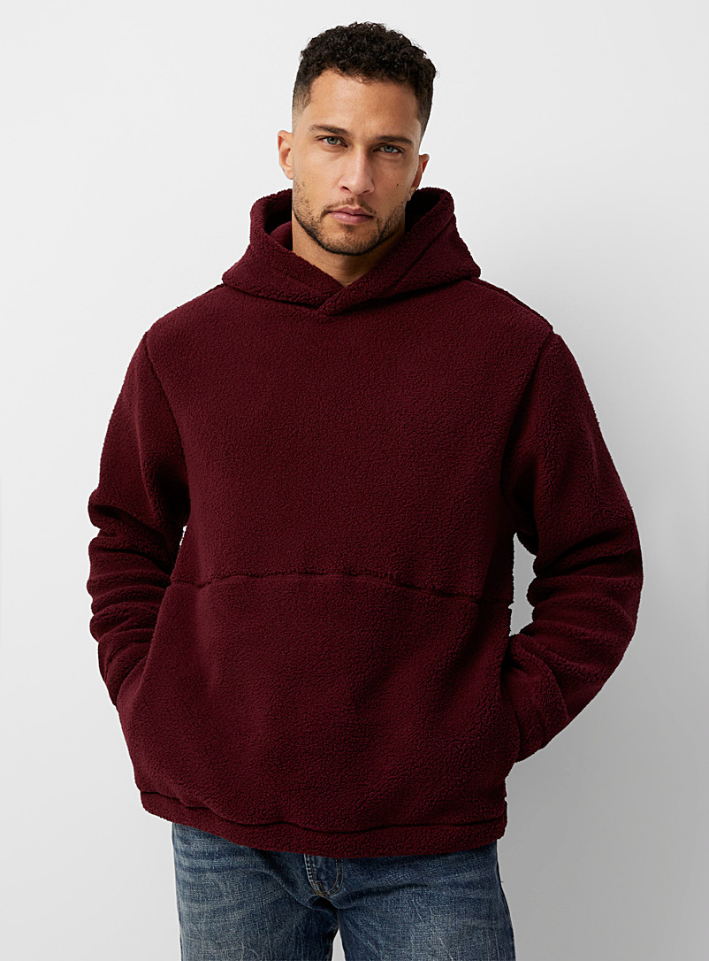 Le 31 Ruby Red Sherpa-like hoodie for men