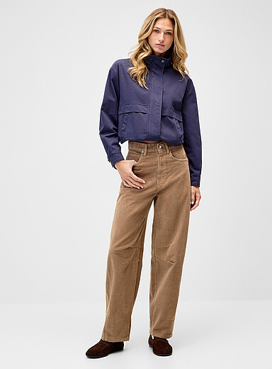 Corduroy barrel-leg pant