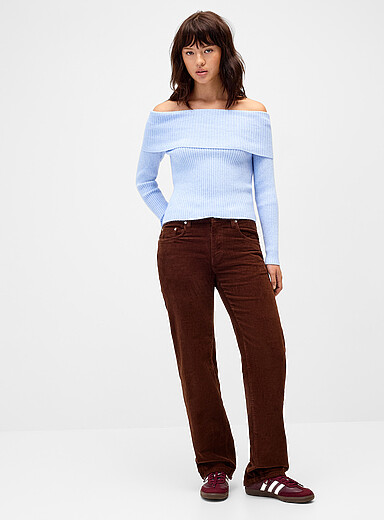 Le pantalon jambe droite velours c&ocirc;tel&eacute;