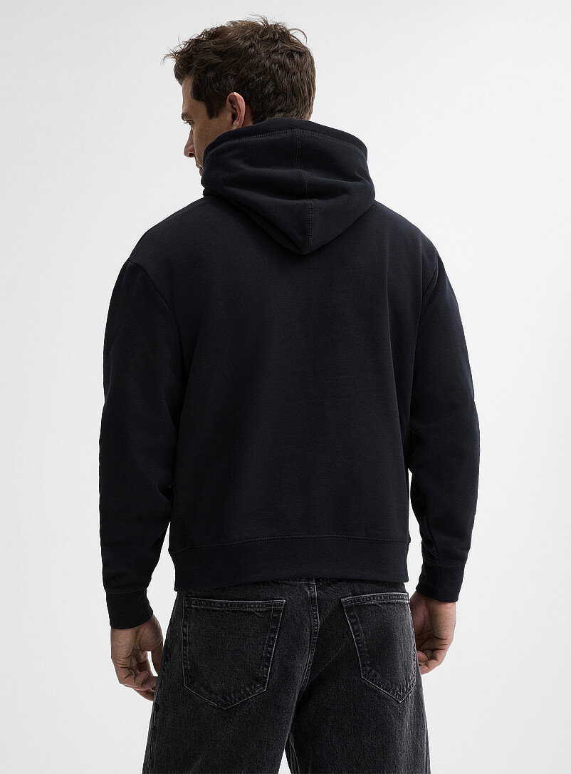 Le 31 Navy blue Fleece-lined raglan hoodie for men
