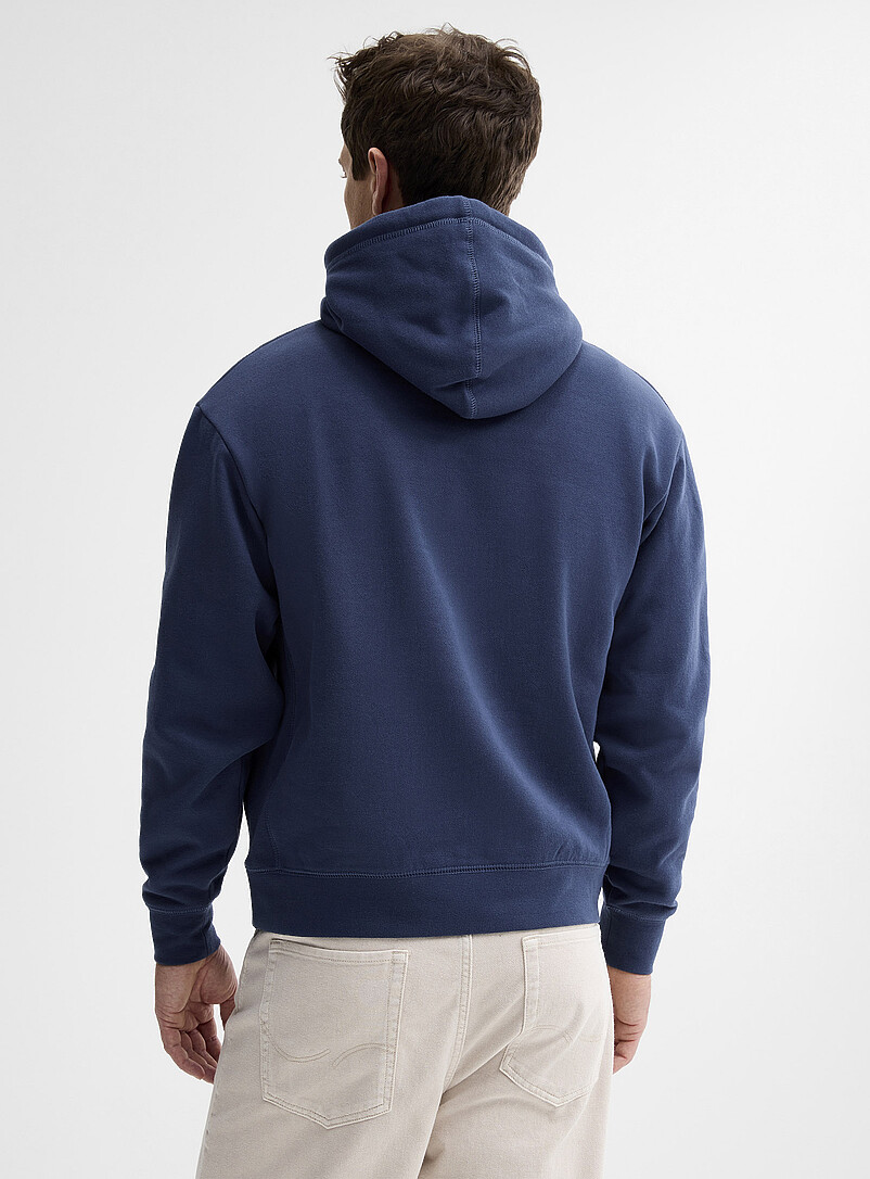 Le 31 Navy blue Fleece-lined raglan hoodie for men