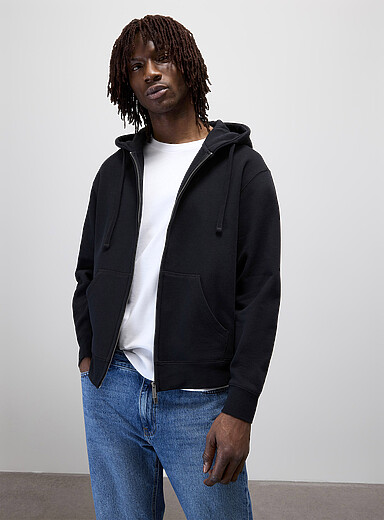 Brushed-interior zip-up hoodie