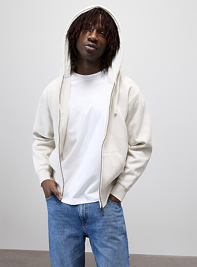 Brushed-interior zip-up hoodie