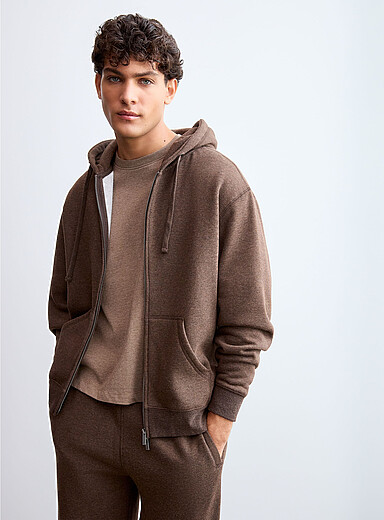 Brushed-interior zip-up hoodie
