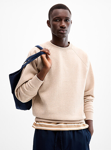 Le 31 Sand Fleece-underside raglan sweatshirt for men