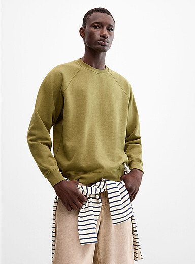 Le 31: Le sweat raglan envers molletonn&eacute; Kaki - Sauge - Olive pour homme