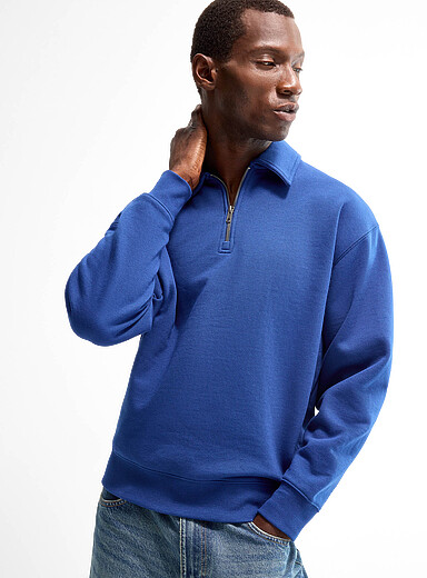 Zip-up polo-collar sweatshirt