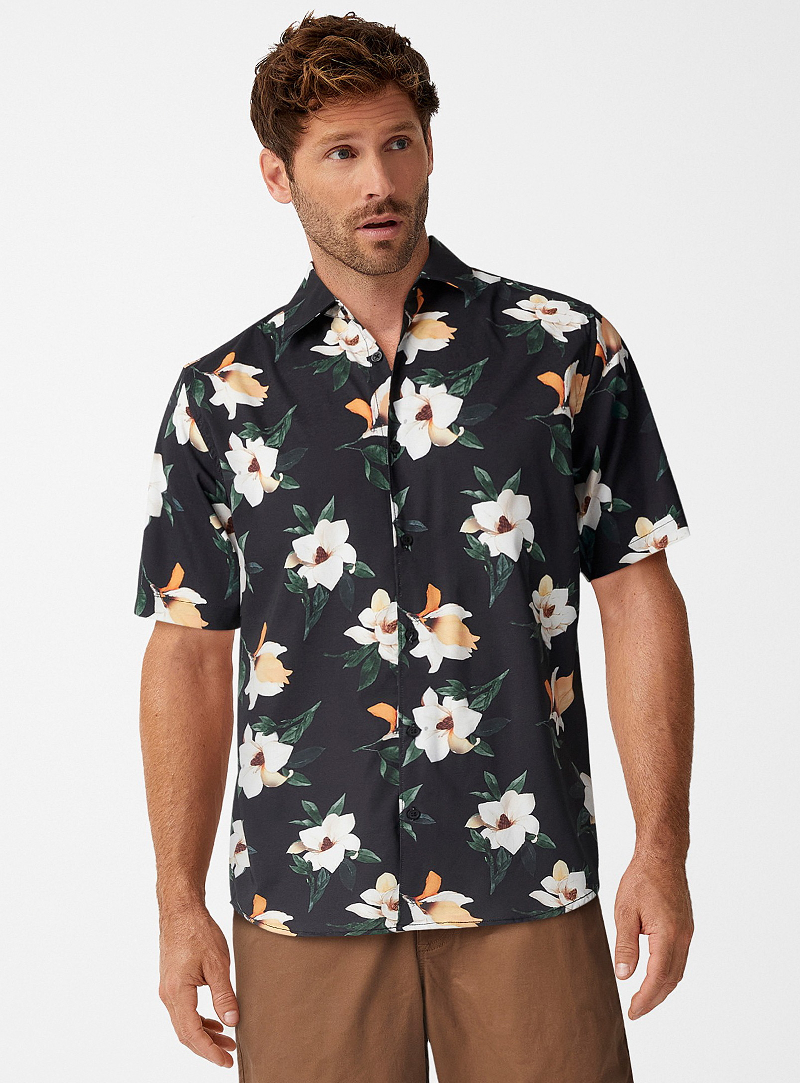 Le 31 Soft Tropical Shirt Modern Fit In Black