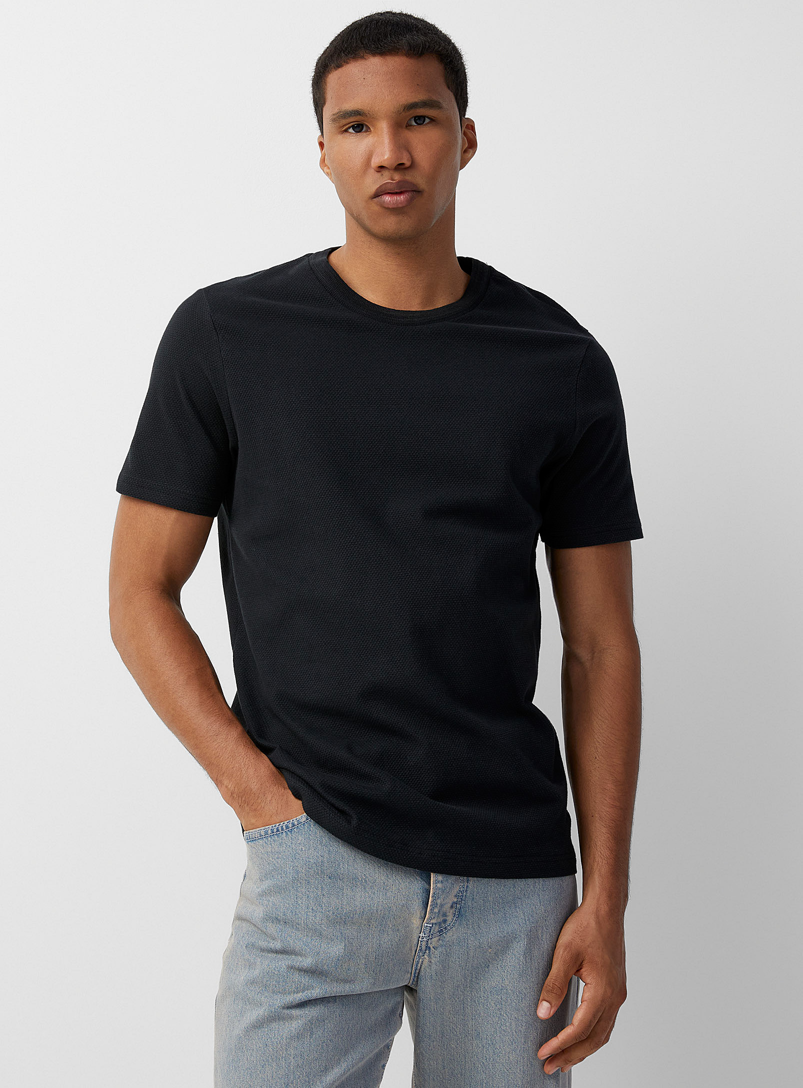 Rumors Textured Jersey T-shirt In Black