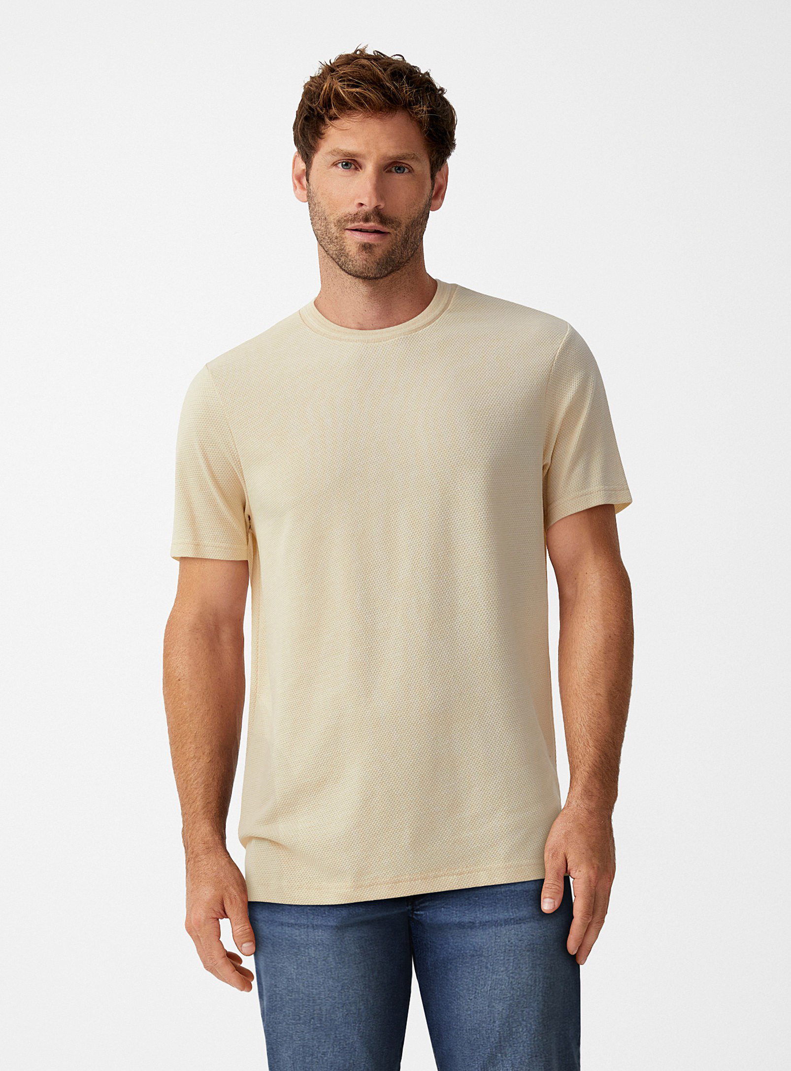Rumors Textured Jersey T-shirt In Ivory/cream Beige