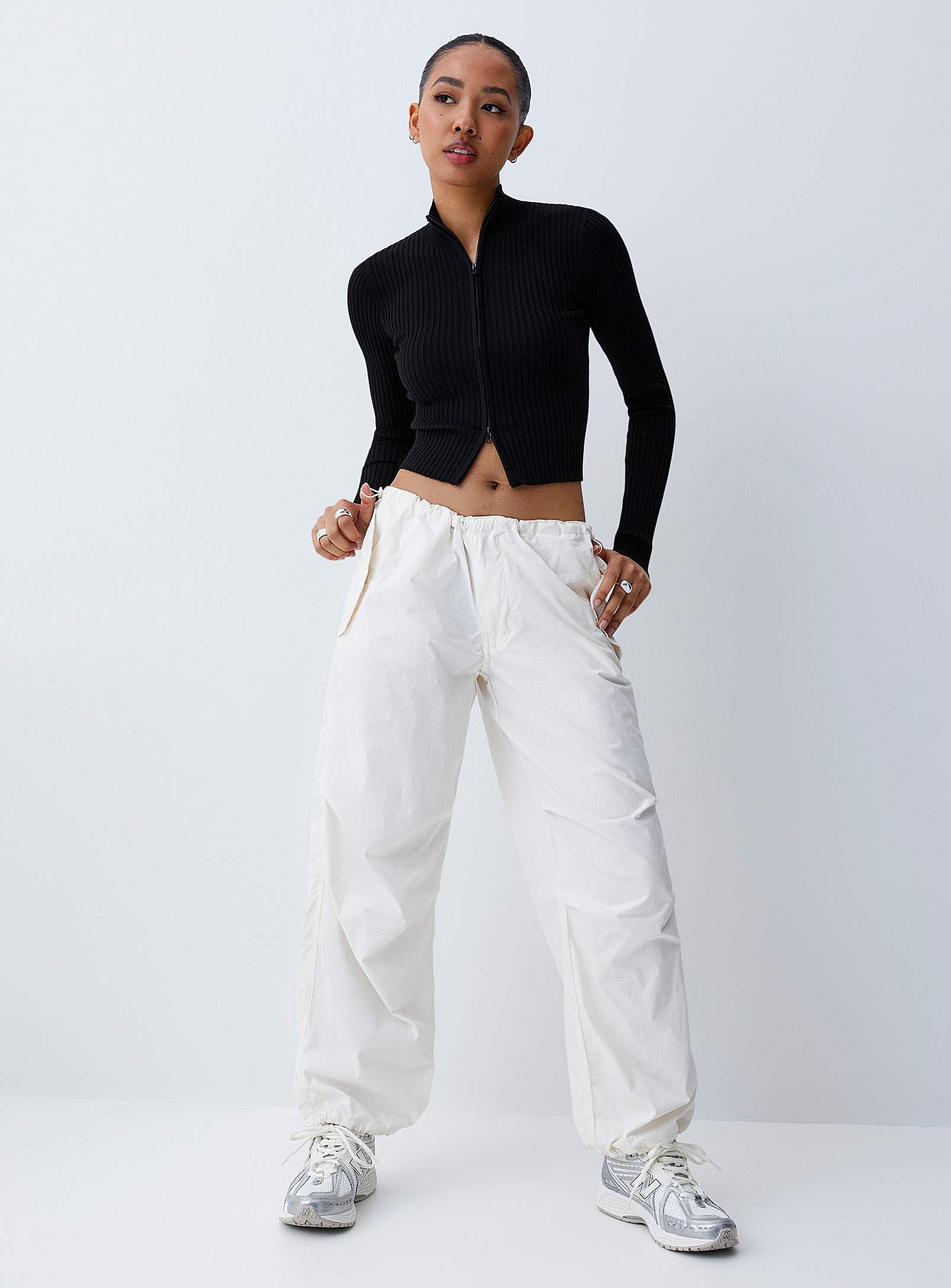 Twik Toggle-waist Parachute Joggers In Off White