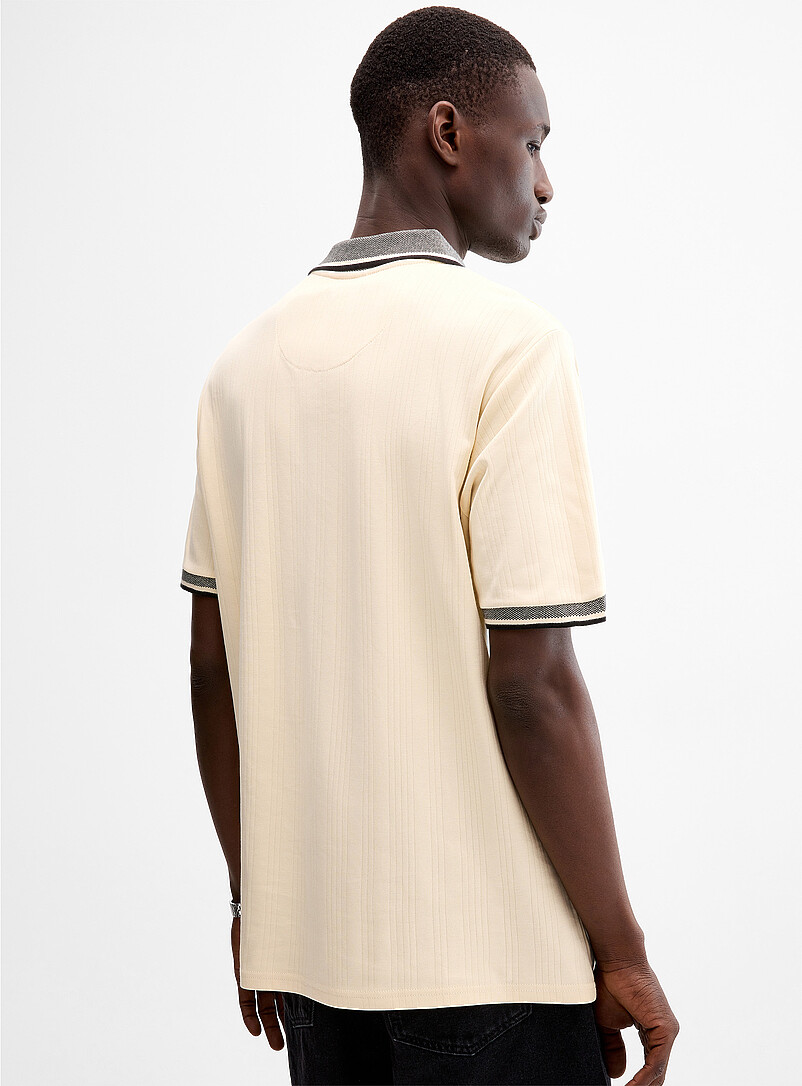 Etched-stripe jersey Johnny collar polo product image 3