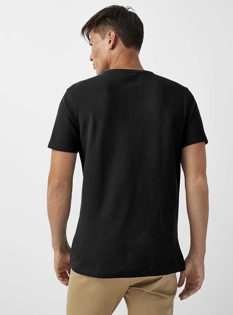 Herringbone-textured T-shirt product image 3