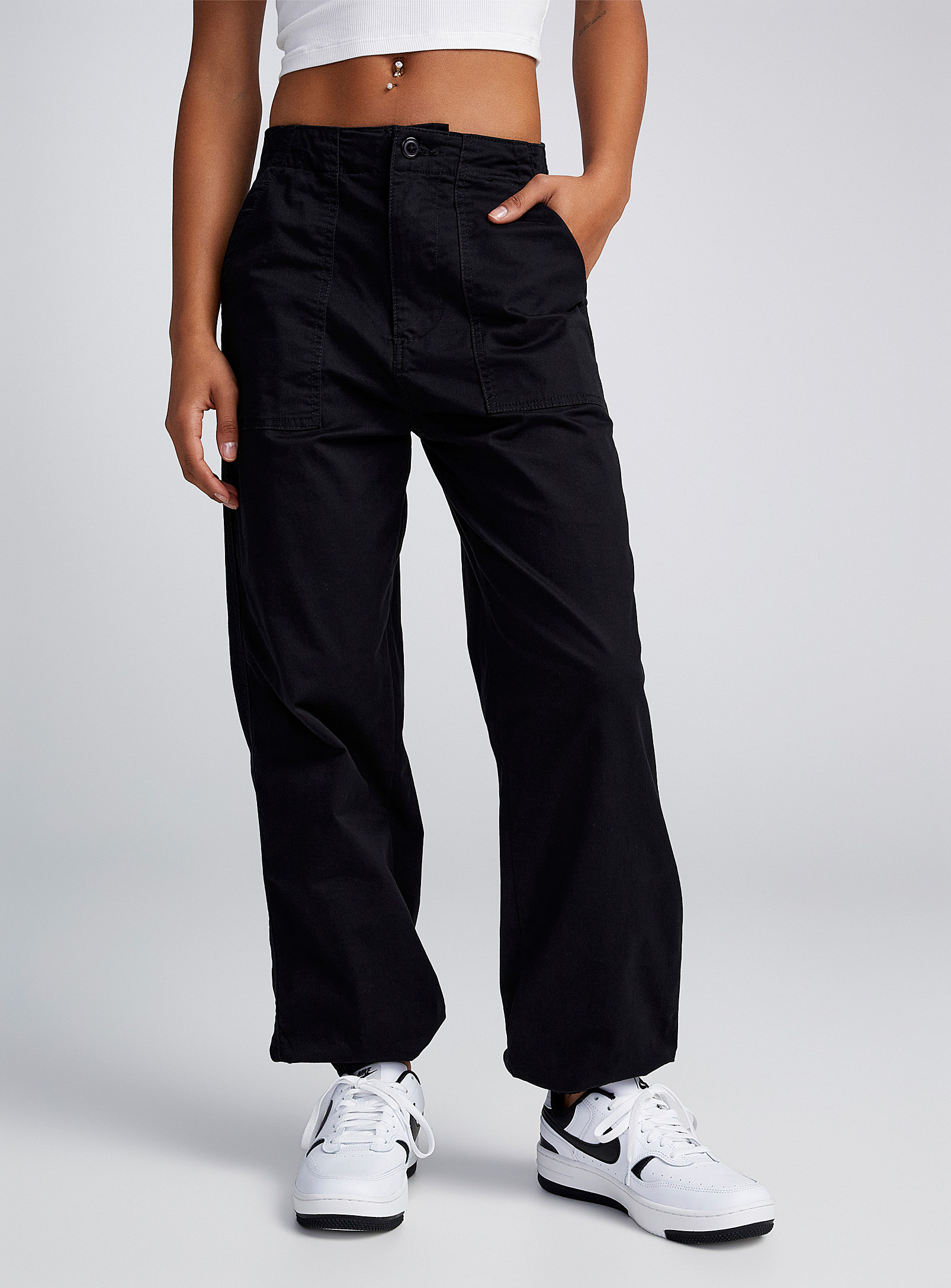 Twik Patch Pockets Chino Jogger In Black