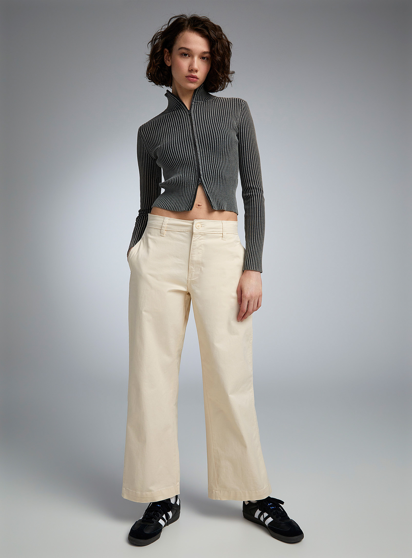 Twik Extra-wide-leg Barrel Chinos In Ivory White