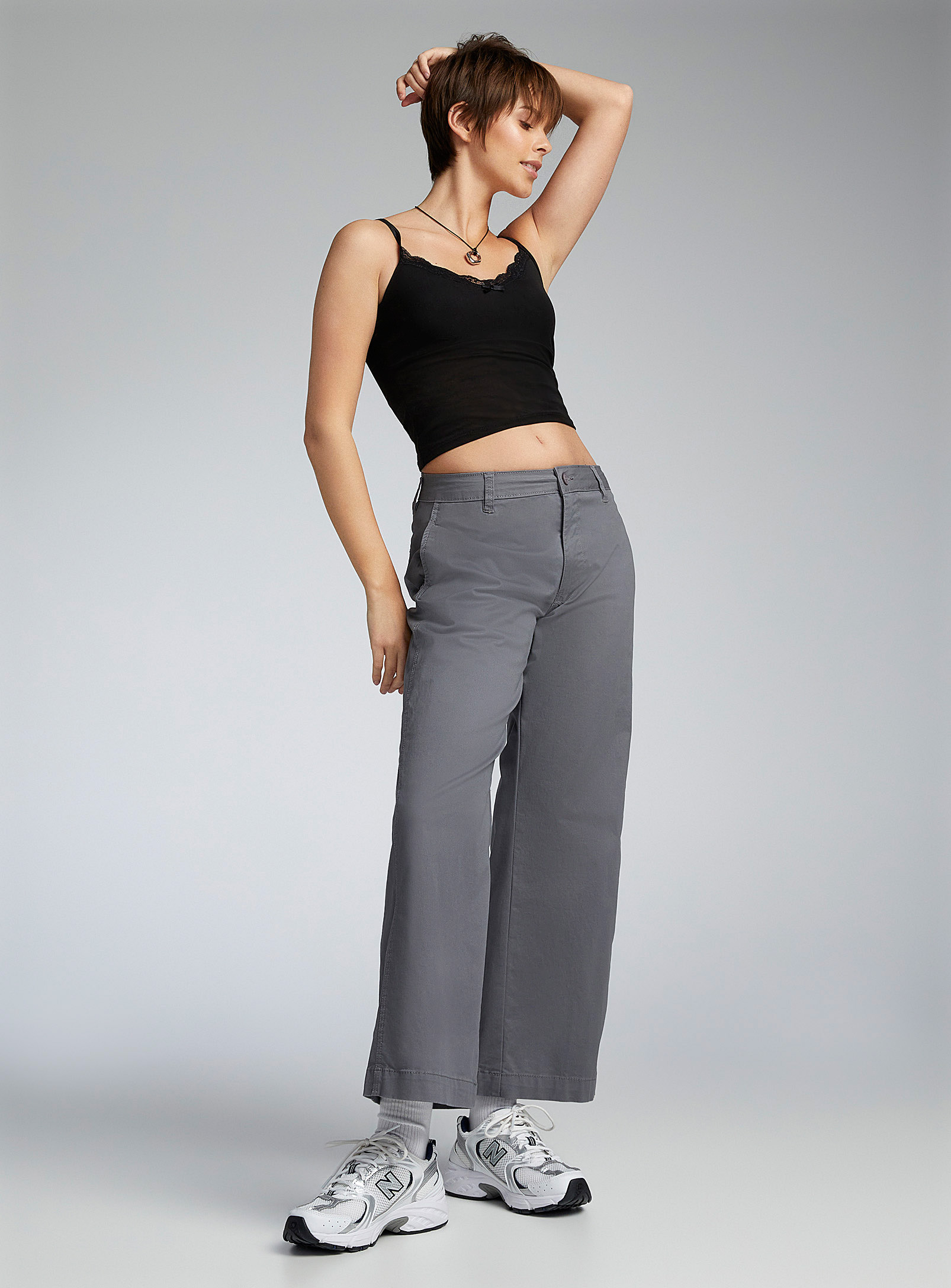 Twik Extra-wide-leg Barrel Chinos In Charcoal