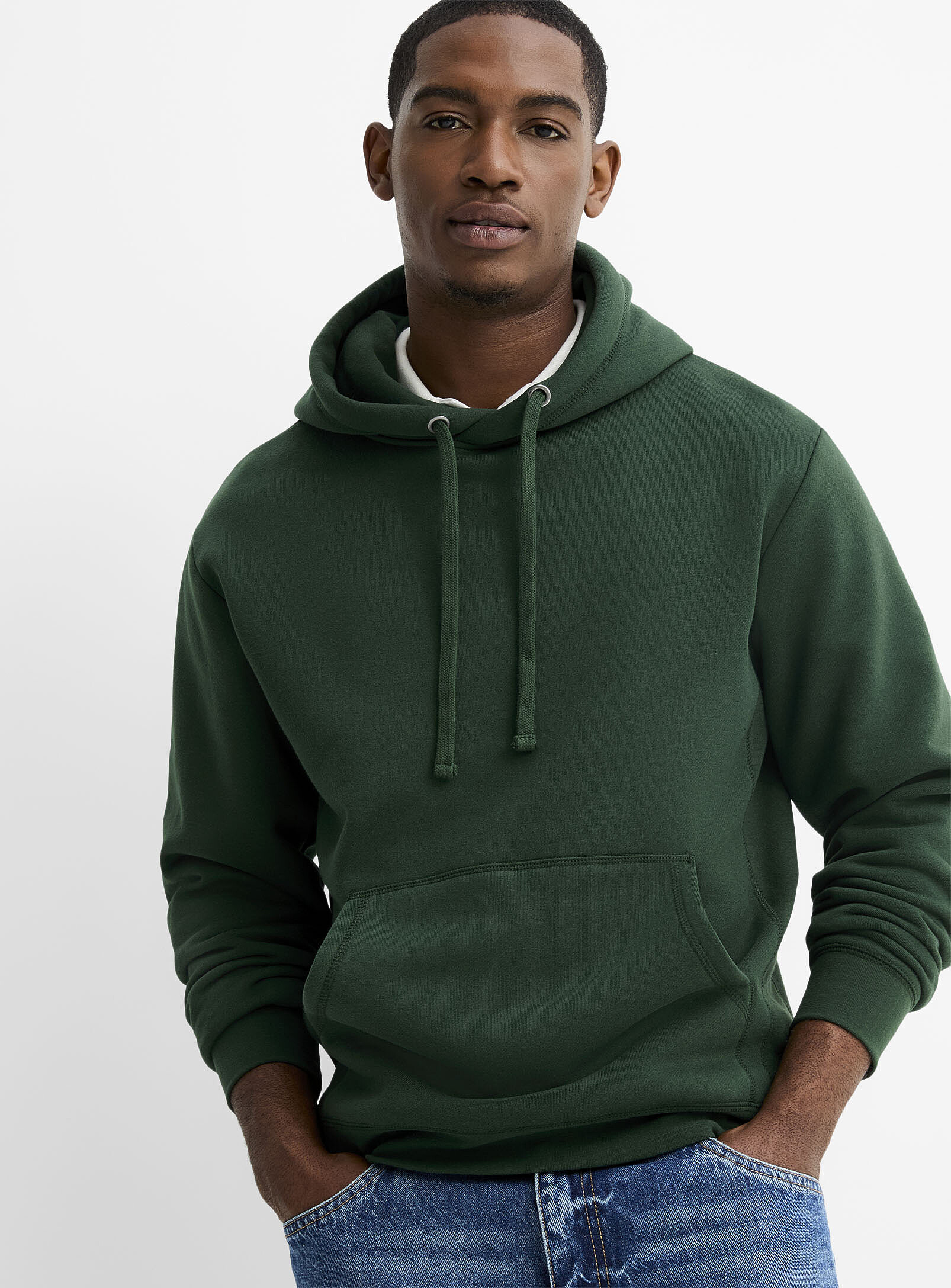 Le 31 - Brushed-interior hoodie (Men, Green, SMALL)