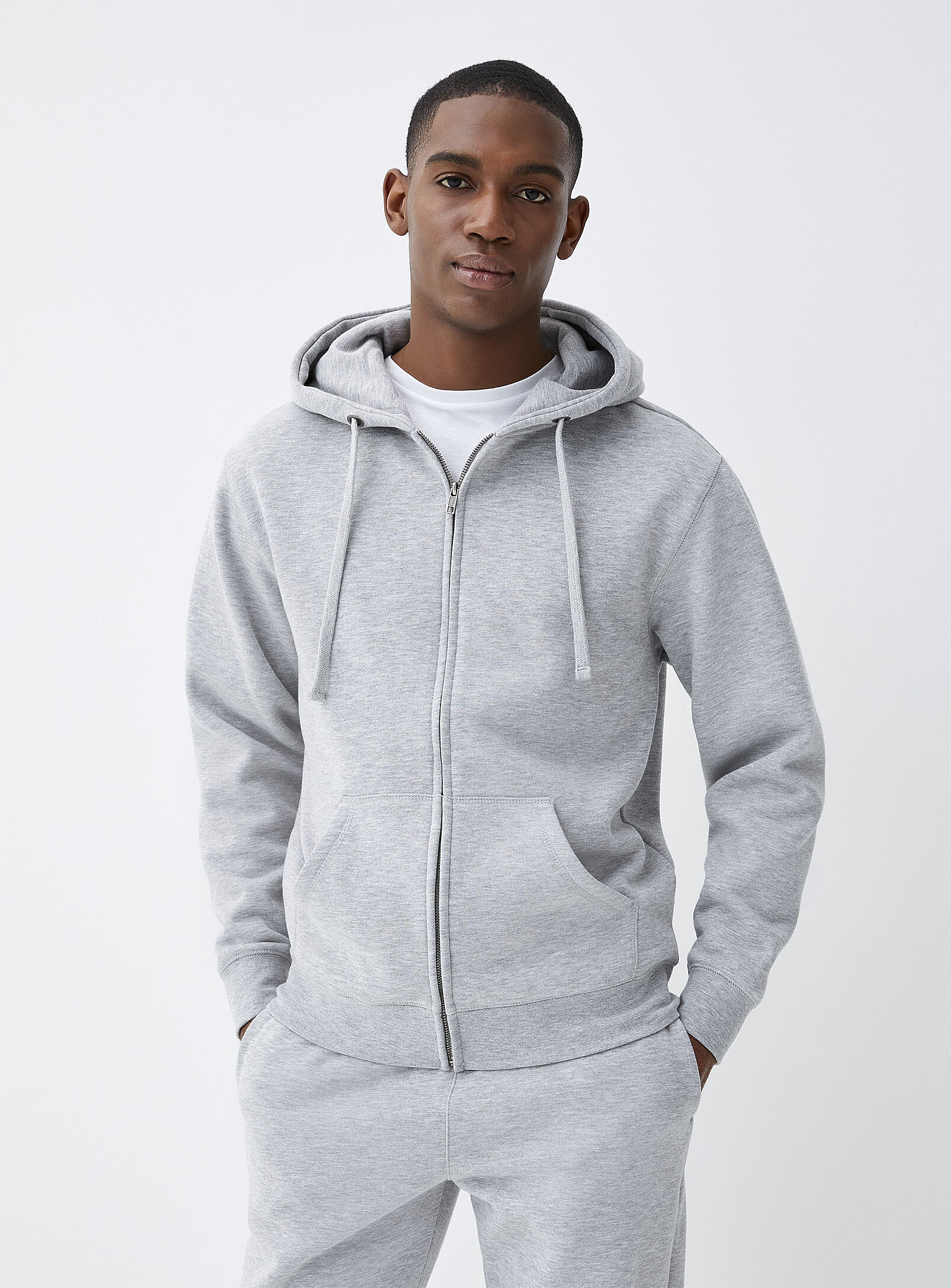 Le 31 - Fleece-interior zip-up hoodie (Men, Black, LARGE)