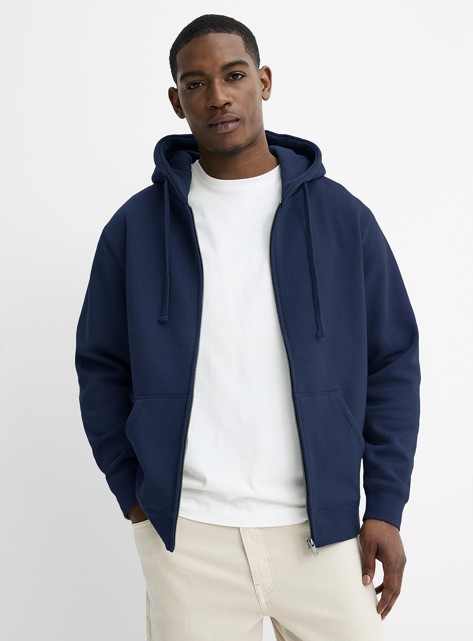 Le 31 - Brushed-interior zip-up hoodie (Men, Blue, MEDIUM)