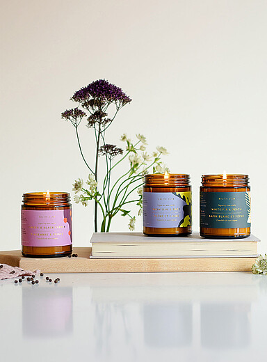 Le coffret trois bougies de soya parfum&eacute;es