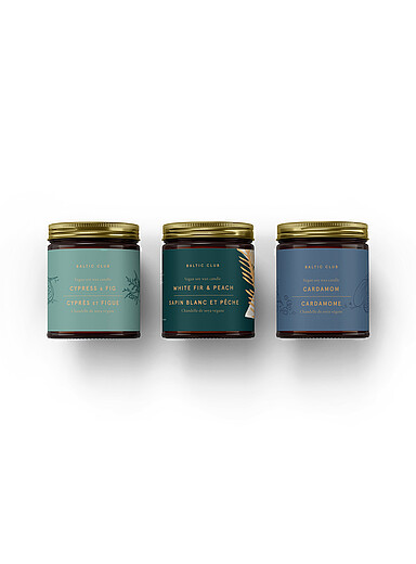 Baltic Club: Le coffret trois bougies de soya parfum&eacute;es Assorti