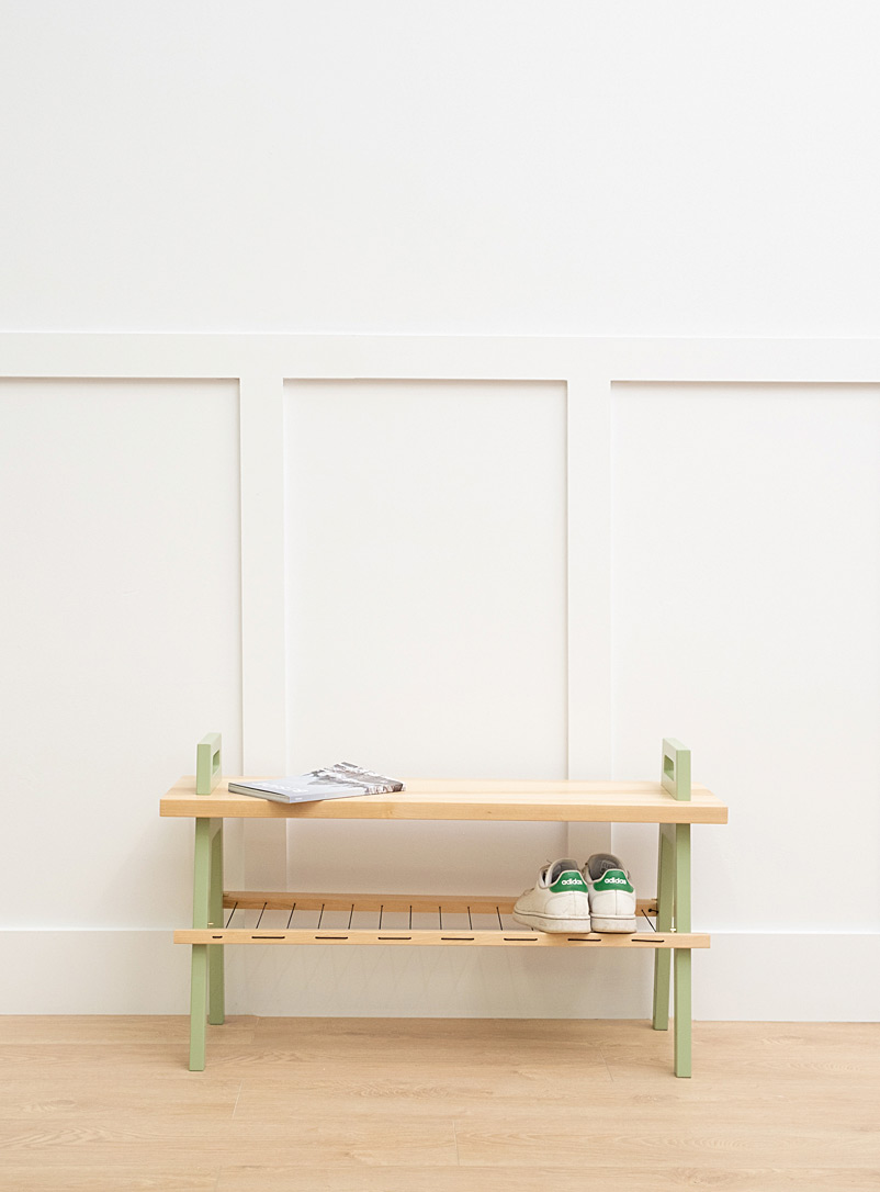 Us & Coutumes Lime Green B3 birch wood entryway bench Large size
