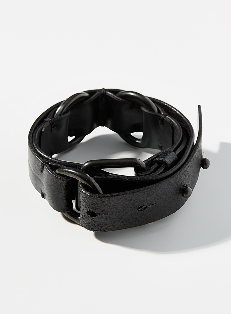 Julius: Le bracelet style ceinture Noir pour homme