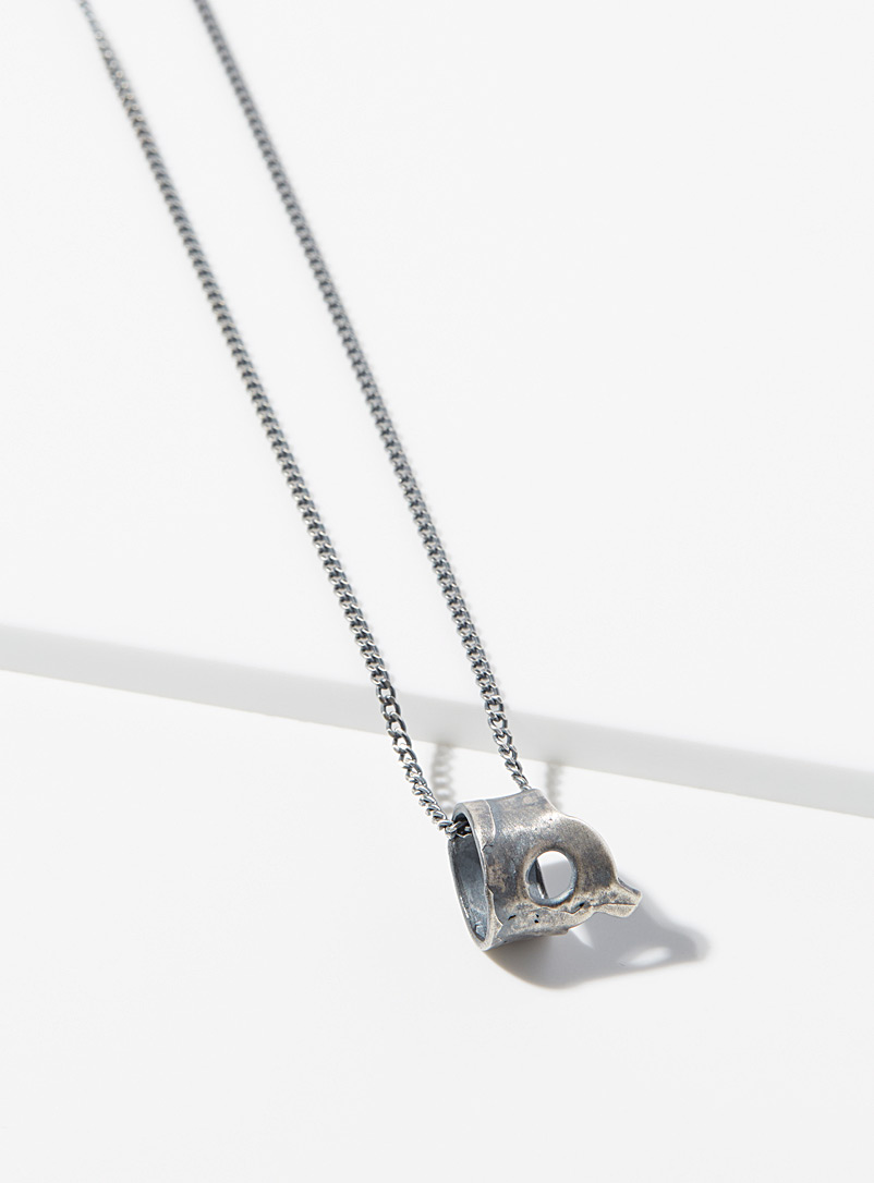 Julius Silver Small sculptural pendant necklace for men