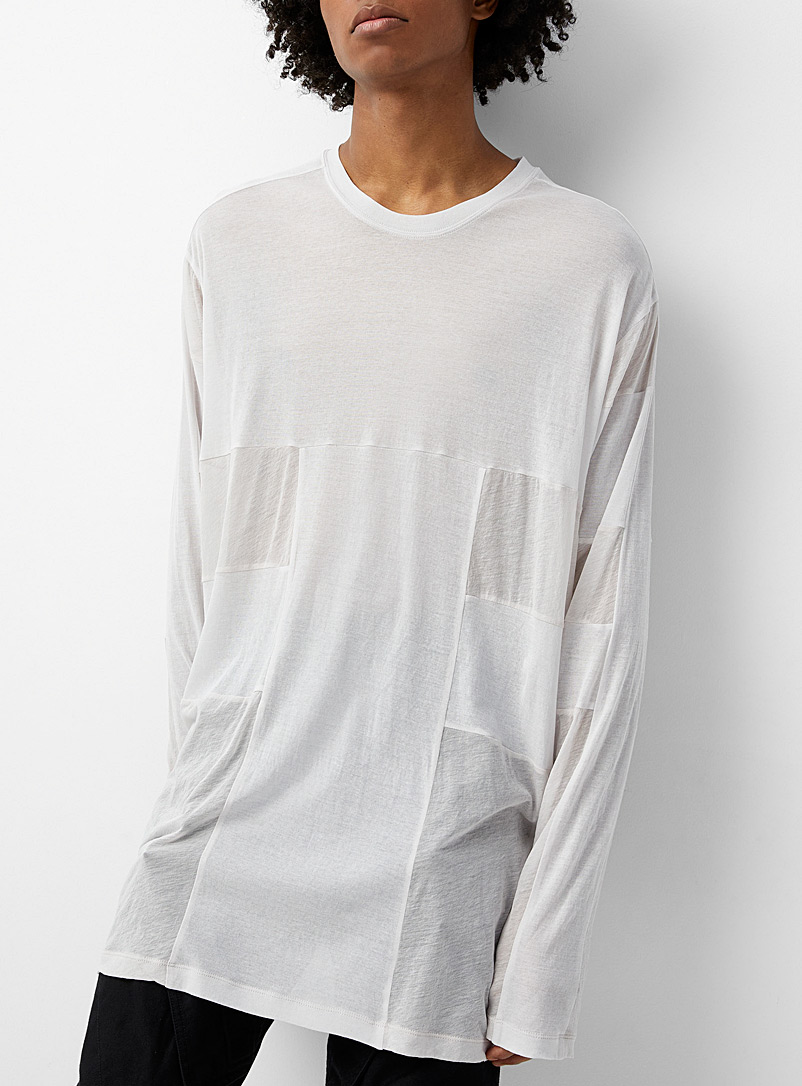 Julius: Le long t-shirt blocs translucides Blanc pour homme