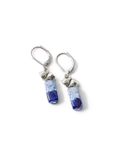 Anne-Marie Chagnon: Les boucles d'oreilles p&eacute;pites et verre Euz&egrave;be Bleu p&acirc;le - Bleu ciel