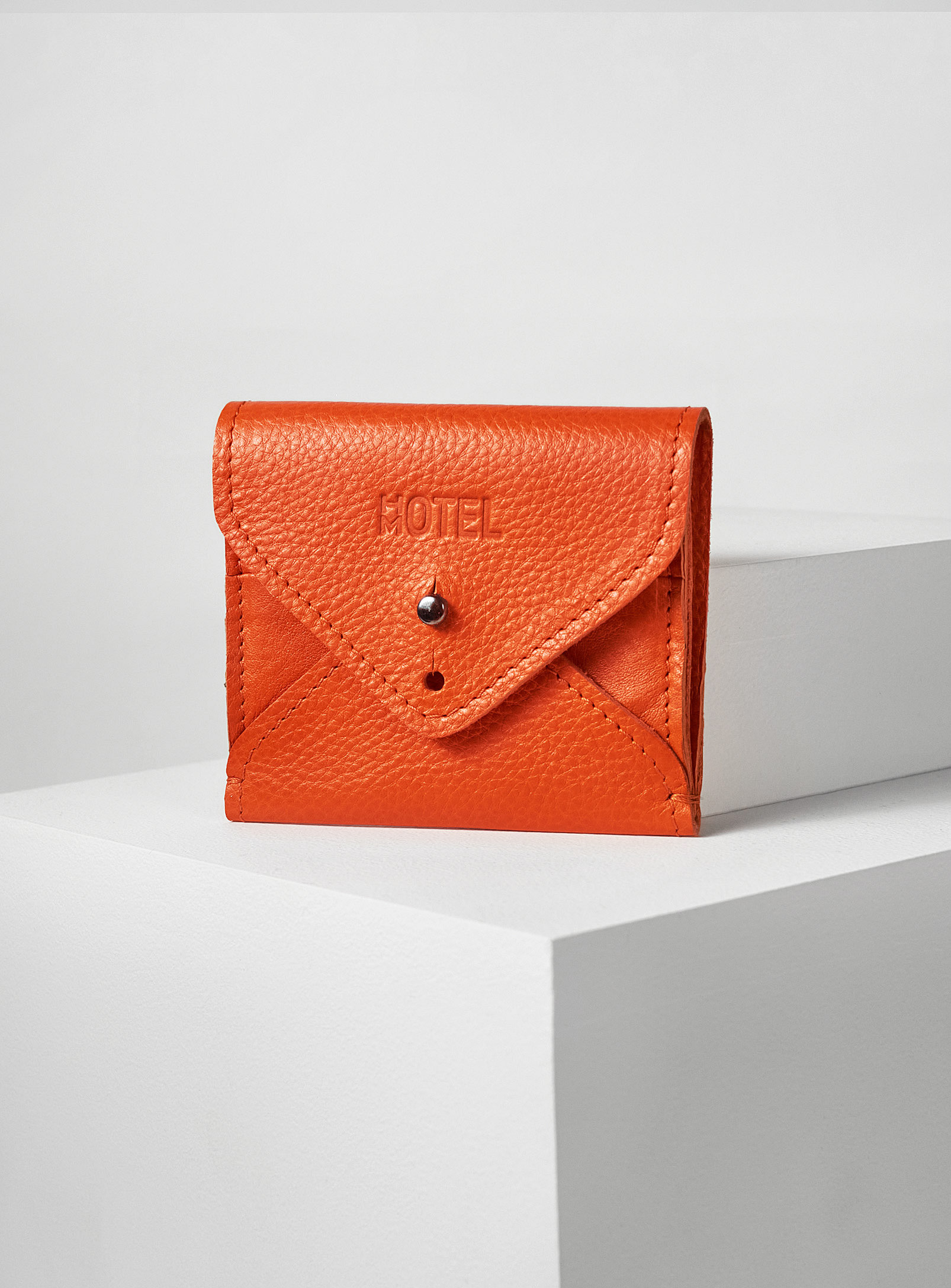 Hotelmotel Leather Envelope Wallet In Orange