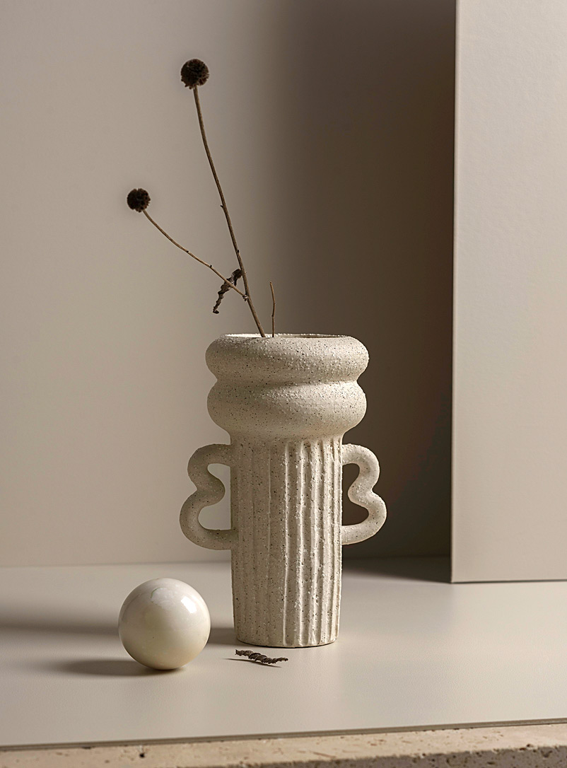 Mpgmb Ivory/Cream Beige Doric vase #5 21.5 cm tall