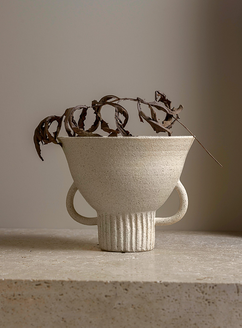 Mpgmb Ivory/Cream Beige Doric vase #6 18 cm tall