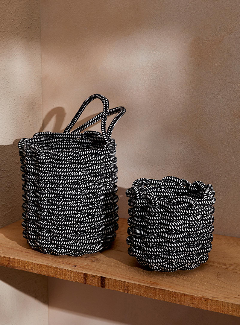 Simons Maison Patterned Black Two-tone rope baskets Set of 2