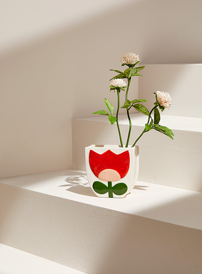 Simons Maison Patterned White Tulip vase