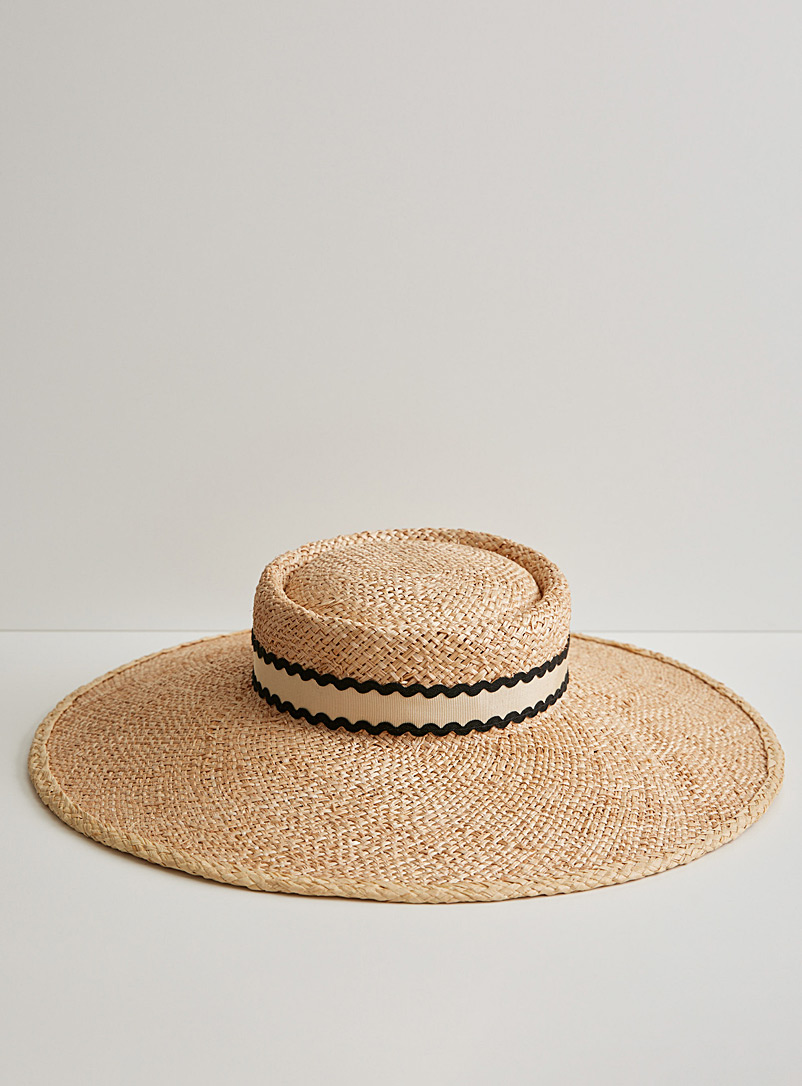 Heirloom Hats: Le chapeau de paille Beaton rubans ric rac Noir