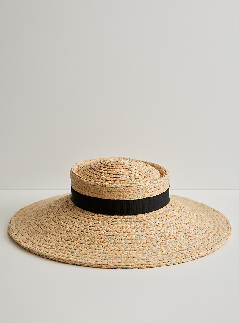 Heirloom Hats: Le chapeau de paille Beaton rubans gros-grain Beige crème
