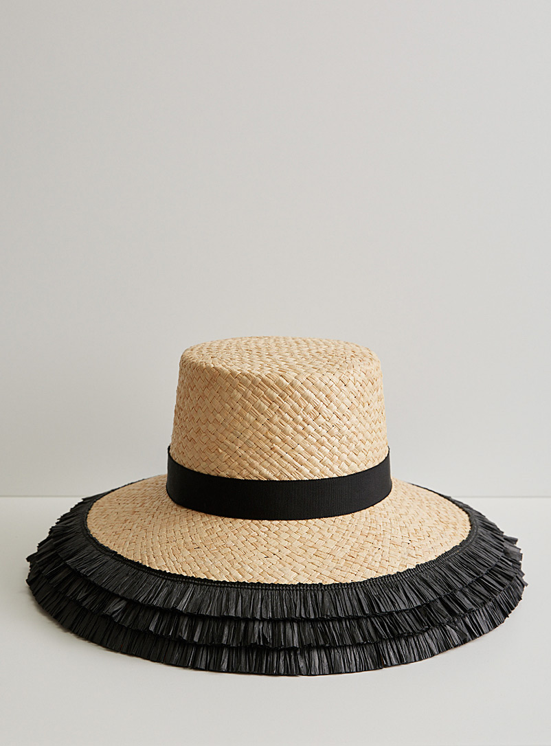 Heirloom Hats Black Calcarella fringed straw hat See available sizes