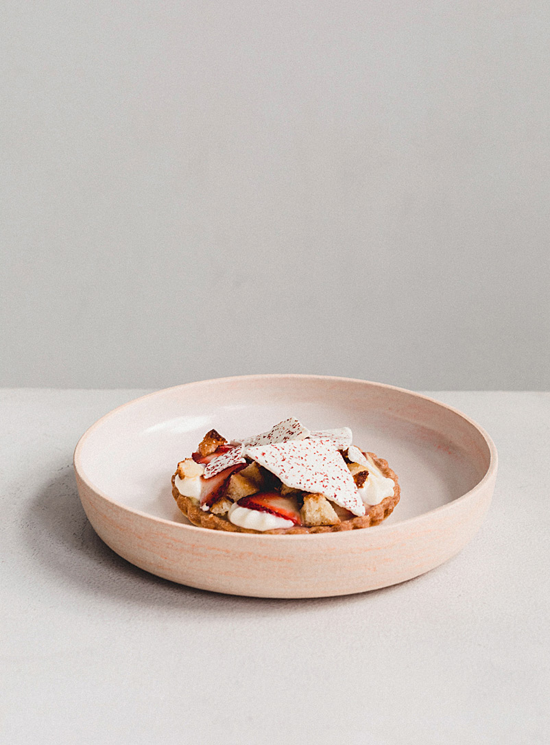 Maison Bélanger: La petite assiette céramique à hauts bords marbrée tangerine Pêche