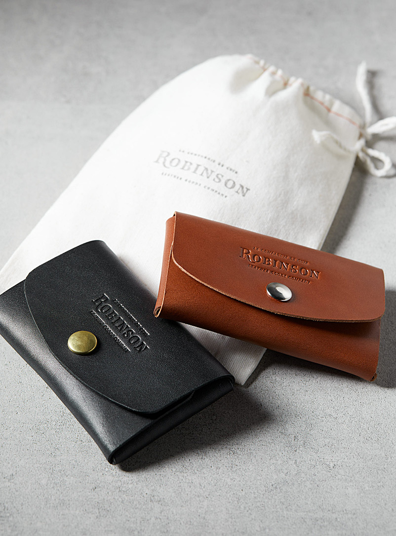 La Compagnie Robinson Brown Minimalist leather card holder