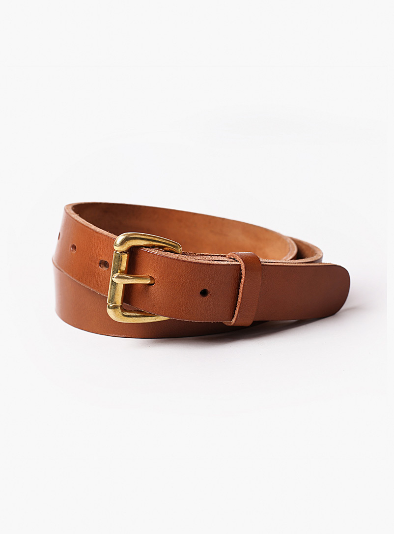 La Compagnie Robinson Brown Rugged slim leather belt